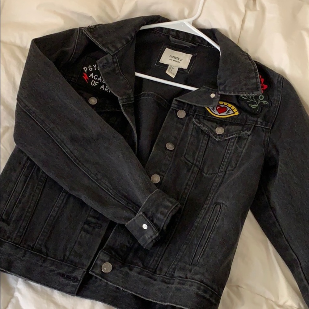 Brand New Forever 21 black denim jacket